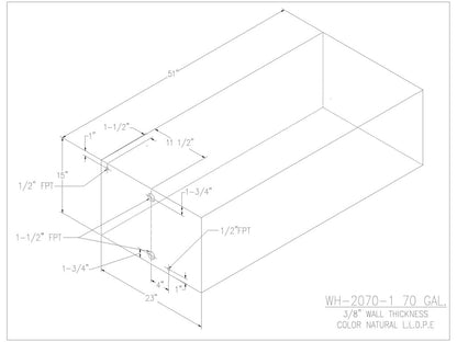 70 Gallon Water/Holding Tank - 2070-1 - JMS