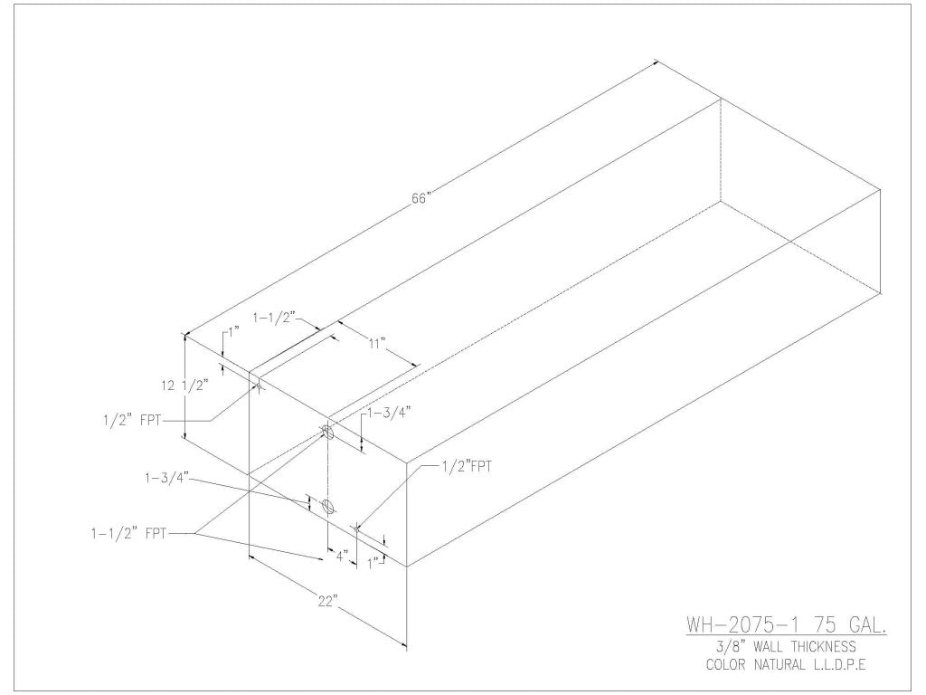 75 Gallon Water/Holding Tank - 2075-1 - JMS