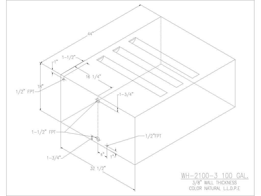 100 Gallon Water/Holding Tank - 2100-3 - JMS
