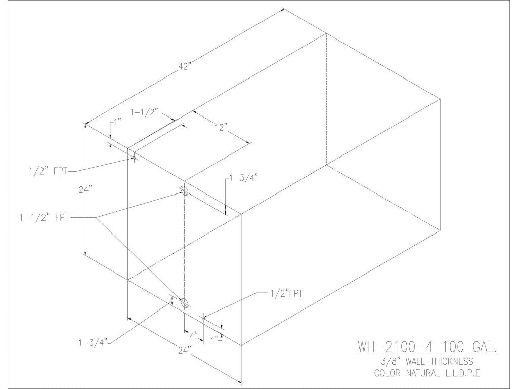 100 Gallon Water/Holding Tank - 2100-4 - JMS