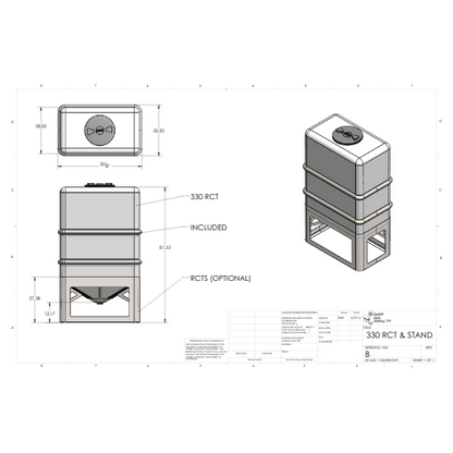 330 Gallon Custom Roto-Mold Rectangular Plastic Cone Bottom Stand (MPN 330 RCTS)