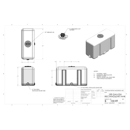 100 Gallon Custom Roto-Mold  Plastic Rectangular Utility Tank (MPN 100 RT)