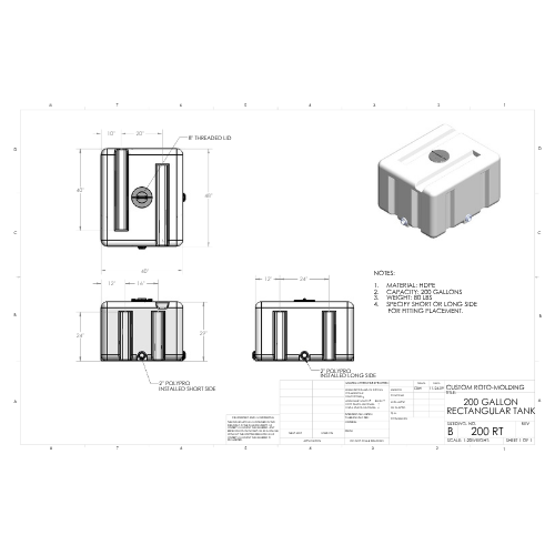 200 Gallon Custom Roto-Mold Plastic Rectangular Utility Tank (MPN 200 RT)