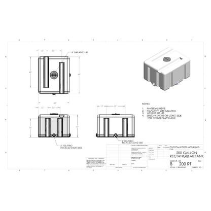 200 Gallon Custom Roto-Mold Plastic Rectangular Utility Tank (MPN 200 RT)