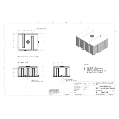 300 Gallon Custom Roto-Mold Plastic Rectangular Utility Tank (MPN 300 RT)
