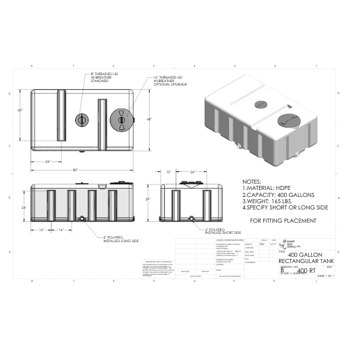 400 Gallon Custom Roto-Mold Plastic Rectangular Utility Tank (MPN 400 RT)