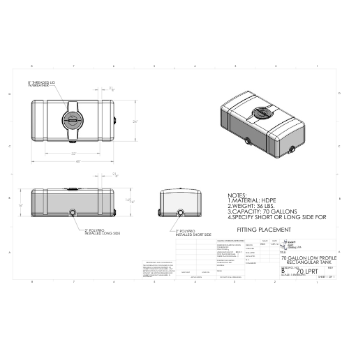 70 Gallon Custom Roto-Mold  Plastic Rectangular Utility Tank (MPN 70 LPRT)