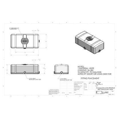 70 Gallon Custom Roto-Mold  Plastic Rectangular Utility Tank (MPN 70 LPRT)