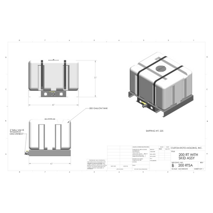 200 Gallon Custom Roto-Mold Plastic Rectangular Utility Tank W/ Skid Assembly (MPN 200 RTSA)