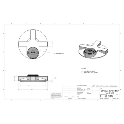 48 inch Custom Roto-Mold Open Top Tank Lid (MPN: 48 OTTL)