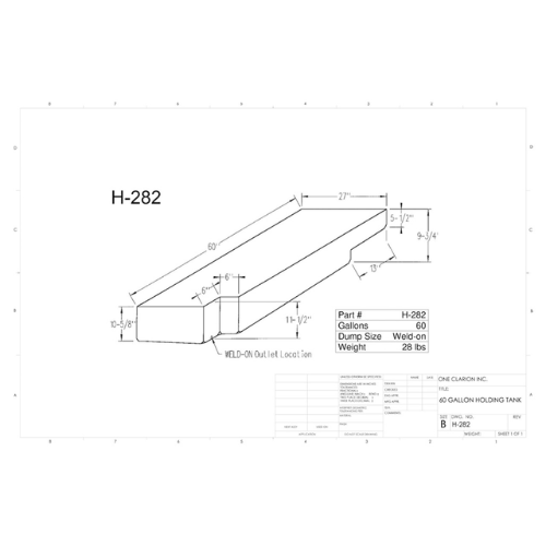 60 Gallon Custom Roto-Mold RV Holding Tank (MPN: H-282 [OR])