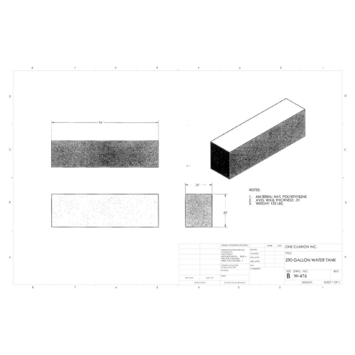 300 Gallon Custom Roto-Mold Marine Water Tank (MPN: MW-476)