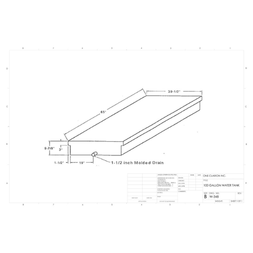 100 Gallon Custom Roto-Mold Marine Water Tank (MPN: MW-348)