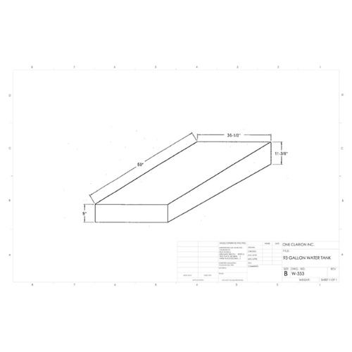93 Gallon Custom Roto-Mold Marine Water Tank (MPN: MW-353)