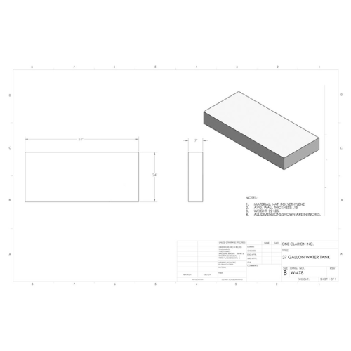 37 Gallon Custom Roto-Mold Marine Water Tank (MPN: MW-478)