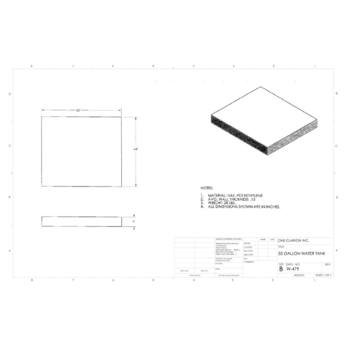 55 Gallon Custom Roto-Mold Marine Water Tank (MPN: MW-479)
