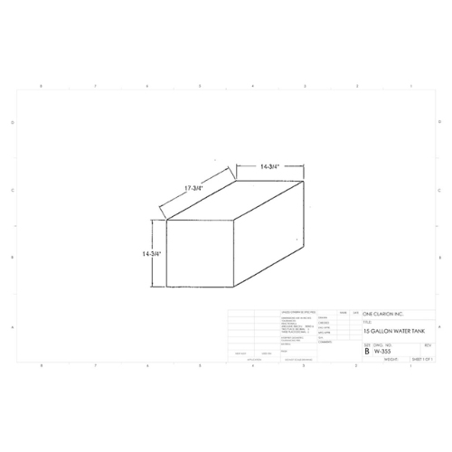 15 Gallon Custom Roto-Mold Marine Water Tank (MPN: MW-355)