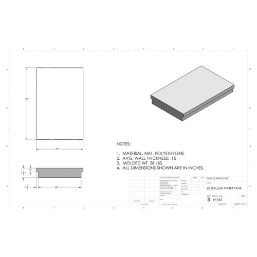 62 Gallon Custom Roto-Mold Marine Water Tank (MPN: MW-542)