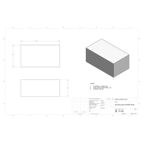 50 Gallon Custom Roto-Mold Marine Water Tank (MPN: MW-480)