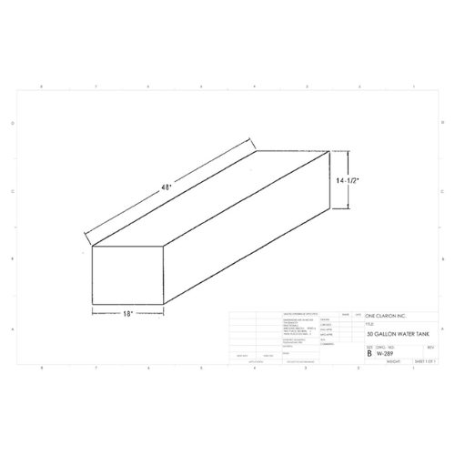 50 Gallon Custom Roto-Mold RV Water Tank (MPN: W-289)