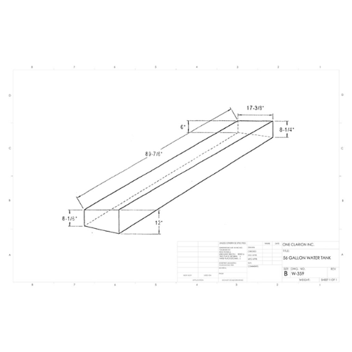 56 Gallon Custom Roto-Mold Marine Water Tank (MPN: MW-359)