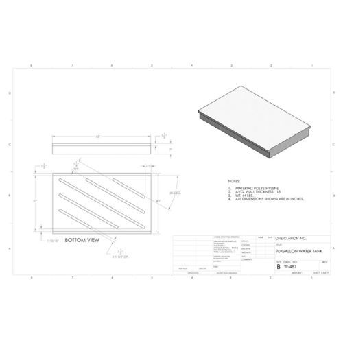 70 Gallon Custom Roto-Mold Marine Water Tank (MPN: MW-481)