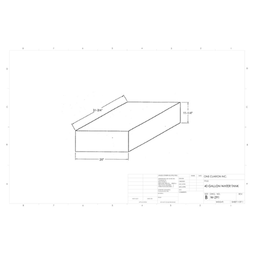 40 Gallon Custom Roto-Mold RV Water Tank (MPN: W-291)