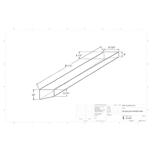 56 Gallon Custom Roto-Mold Marine Water Tank (MPN: MW-360)
