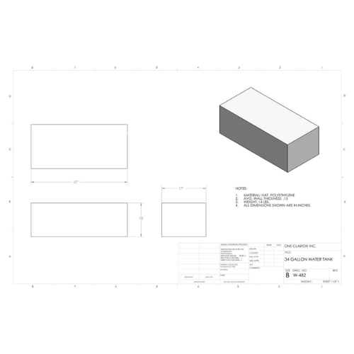 34 Gallon Custom Roto-Mold Marine Water Tank (MPN: MW-482)