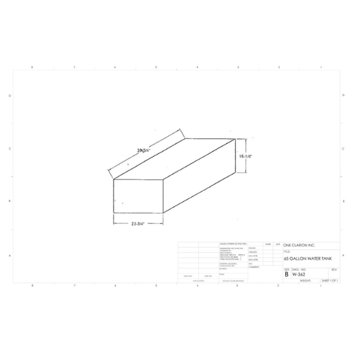 65 Gallon Custom Roto-Mold Marine Water Tank (MPN: MW-362)