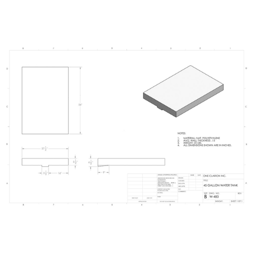 45 Gallon Custom Roto-Mold Marine Water Tank (MPN: MW-483)