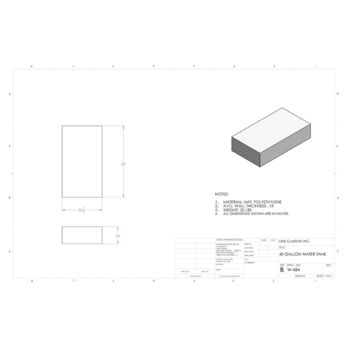 40 Gallon Custom Roto-Mold Marine Water Tank (MPN: MW-484)