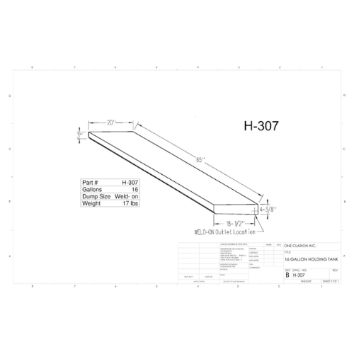 16 Gallon Custom Roto-Mold RV Holding Tank (MPN: H-307)