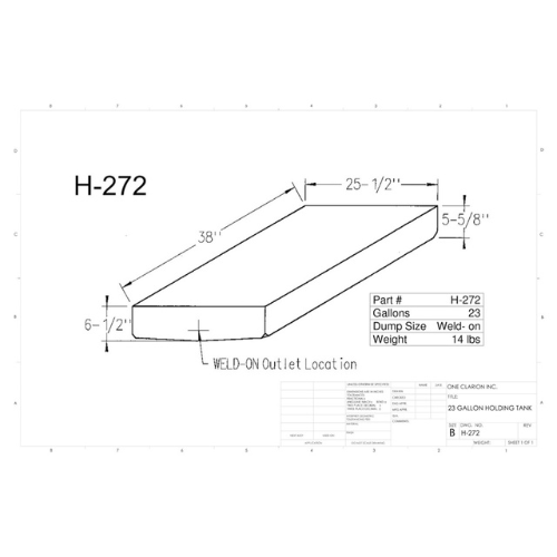 23 Gallon Custom Roto-Mold RV Holding Tank (MPN: H-272 )