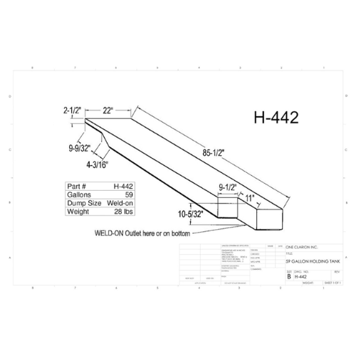 59 Gallon Custom Roto-Mold RV Holding Tank (MPN: H-442[OR])