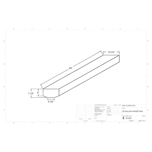 25 Gallon Custom Roto-Mold Marine Water Tank (MPN: MW-365)