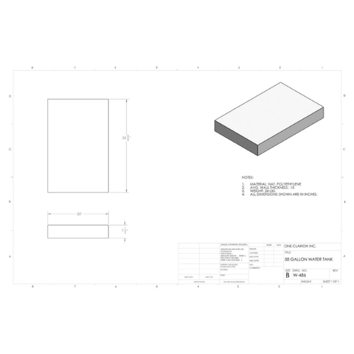58 Gallon Custom Roto-Mold Marine Water Tank (MPN: MW-486)