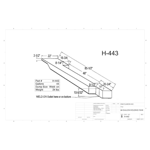 44 Gallon Custom Roto-Mold RV Holding Tank (MPN: H-443[OR])