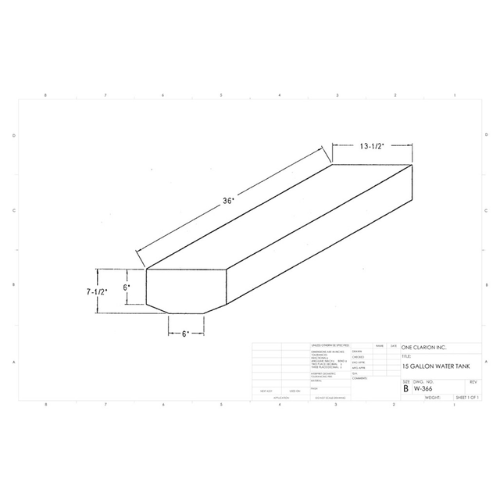 15 Gallon Custom Roto-Mold Marine Water Tank (MPN: MW-366)