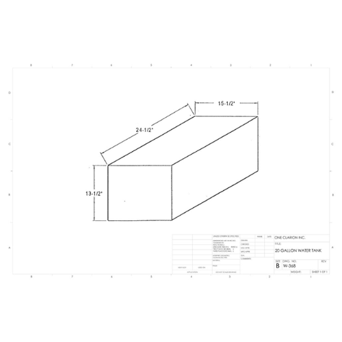 20 Gallon Custom Roto-Mold Marine Water Tank (MPN: MW-368)