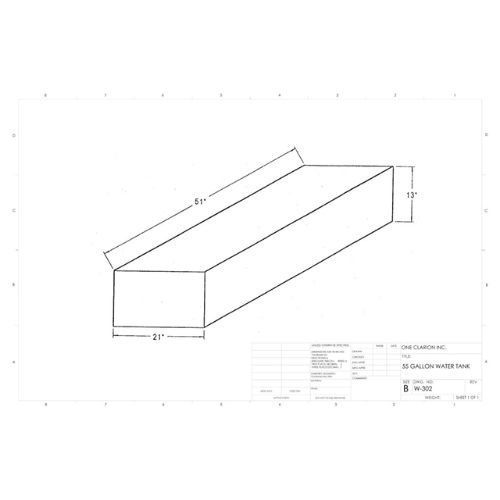 55 Gallon Custom Roto-Mold RV Water Tank (MPN: W-302)