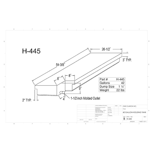 42 Gallon Custom Roto-Mold RV Holding Tank (MPN: H-445)