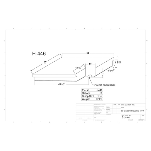 50 Gallon Custom Roto-Mold RV Holding Tank (MPN: H-446)