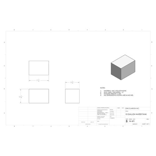 11 Gallon Custom Roto-Mold Marine Water Tank (MPN: MW-491)