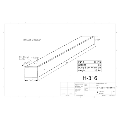 55 Gallon Custom Roto-Mold RV Holding Tank (MPN: H-316 [OR])