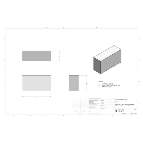 16 Gallon Custom Roto-Mold Marine Water Tank (MPN: MW-492)
