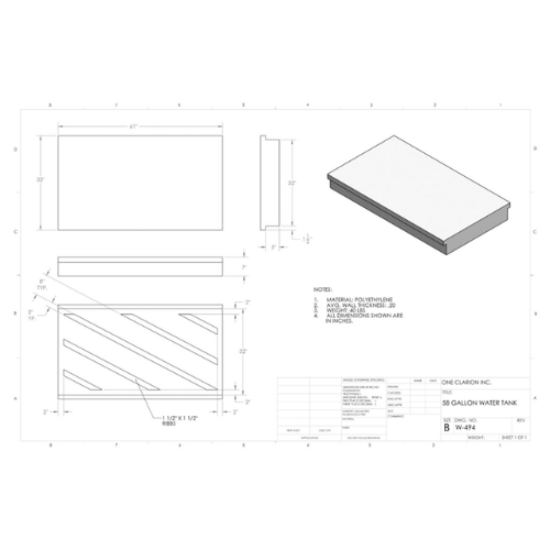 59 Gallon Custom Roto-Mold Marine Water Tank (MPN: MW-494)