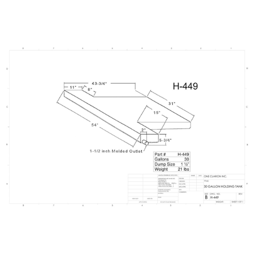 30 Gallon Custom Roto-Mold RV Holding Tank (MPN: H-449)
