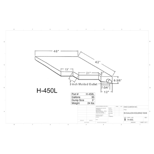 35 Gallon Custom Roto-Mold RV Holding Tank (MPN: H-450L)