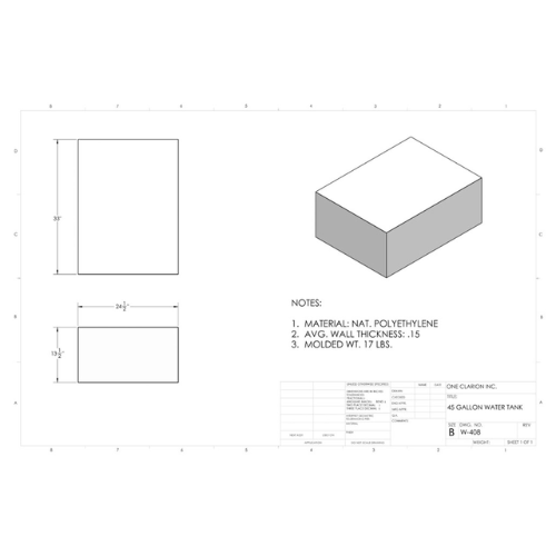 45 Gallon Custom Roto-Mold Marine Water Tank (MPN: MW-408)